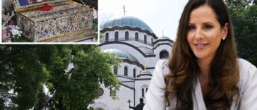 Tamara Vučić sa sinom Vukanom u Hramu Svetog Save: Poklonili se Pojasu Presvete Bogorodice (VIDEO)