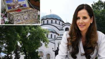 Tamara Vučić sa sinom Vukanom u Hramu Svetog Save: Poklonili se Pojasu Presvete Bogorodice (VIDEO)